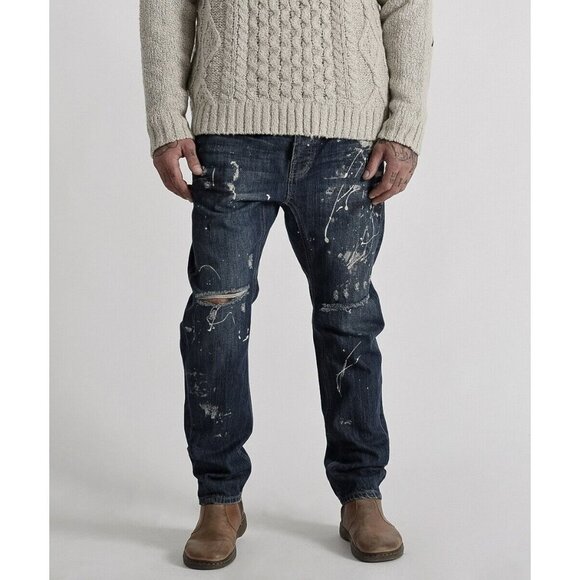 Man x One Teaspoon Cowboy Mr Golds Relaxed Tapered Jeans Size 32R - Picture 1 of 9